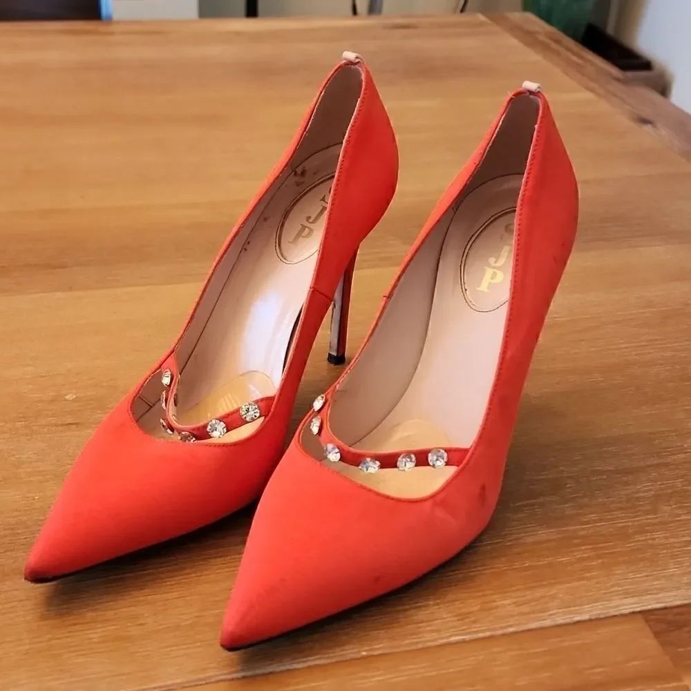 Sarah Jessica Parker Orange Satin 39.5 Heels